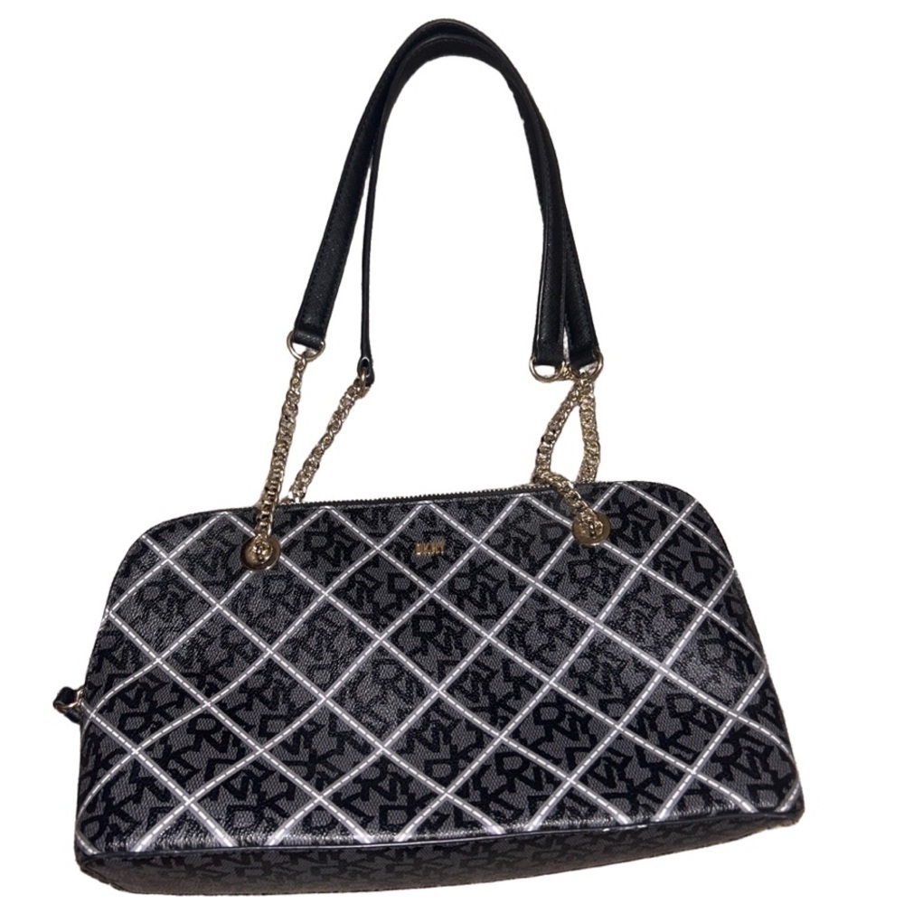 Donna Karen NY DKNY Black Signature Logo Chain Shoulder Bag